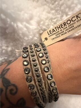 Leatherock Taupe Crystal Multi-Row Wrap Bracelet